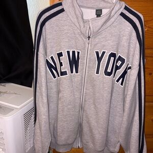 Gray New York Zip-Up Hoodie